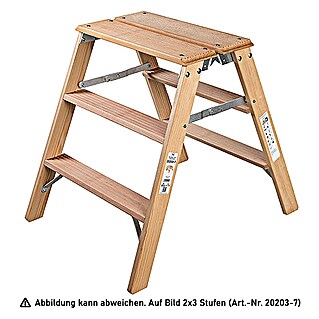 Iller Leiter Stehleiter Holz- Gipserbock, beidseitig begehbar mit großer Standfläche 2x2 Stufen u (Anzahl Tritte: 2 Stk., Arbeitshöhe: 2.450 m, Holz)