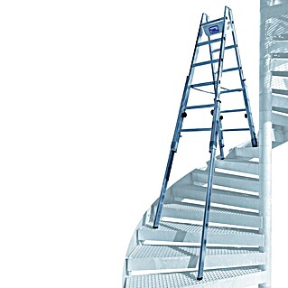 Iller Leiter Stehleiter Treppenhaus Multilift Aluminium blank 2x8 Sprossen (Anzahl Tritte: 8 Stk., Arbeitshöhe: 3.650 m, Aluminium)