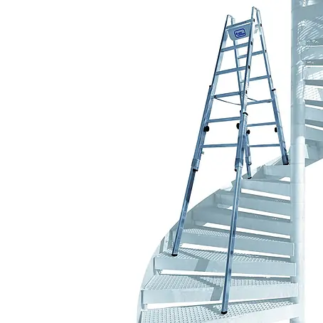 Iller Leiter  Stehleiter Treppenhaus Multilift Aluminium blank 2x7 Sprossen