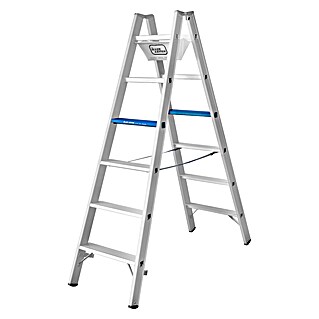 Iller Leiter Stehleiter Stufen Steh Alu Ergo Plus eloxiert 2x8 Stufen (Anzahl Tritte: 8 Stk., Arbeitshöhe: 3.590 m, Aluminium)