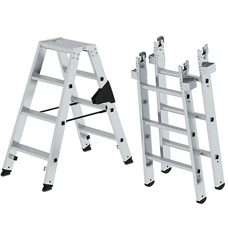 Munk  Stehleiter Stufen Stehleiter Set beidseitig begehbar steckbar inkl. Einsteckteil 2x7 S