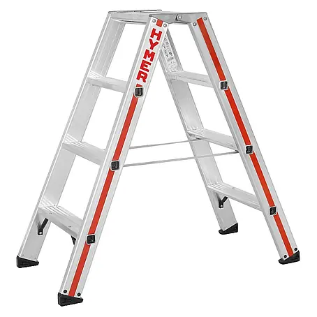 Hymer  Stehleiter Stufenstehleiter mit Alu-Druckguss Gelenk 2x4 Stufen