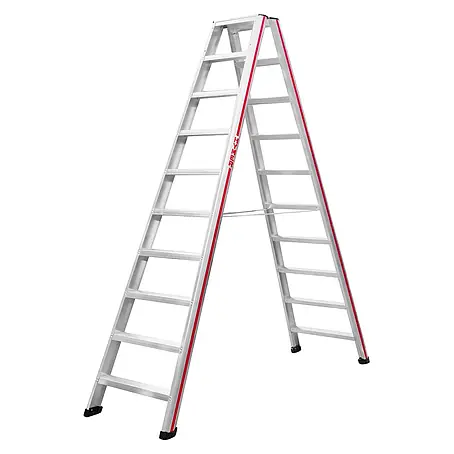 Hymer  Stehleiter Stufenstehleiter mit vernieteten Leiterschuhen 2x10 Stufen