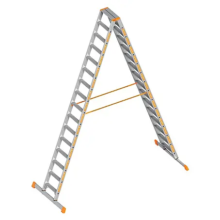 Layher  Stehleiter Topic 1043 Stufenstehleiter 2x16 Stufen mit Traverse