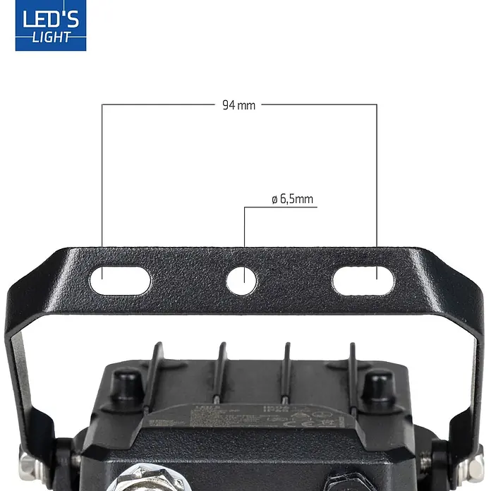 LED's work LED-Sensor-Außenwandleuchte - 20 W, L x B x H: 5,3 x 12 x 19,1 cm, Schwarz, Neutralweiß - Schwarze Metall-Montagehalterung mit 94 mm Lochabstand und ø 6,5 mm Befestigungslöchern.