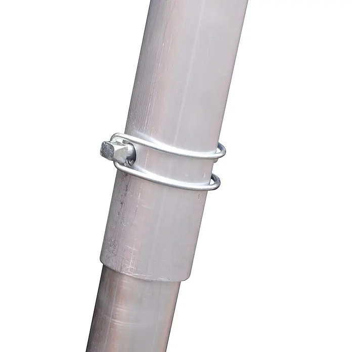 Siedra-Leitern Obstbaumleiter Obstbaumleiter Baumfreund 5-8 Sprossen - Arbeitshöhe: 4.200 m, Aluminium - Silberne Metallklemme sichert zwei verbundene Aluminiumrohre.