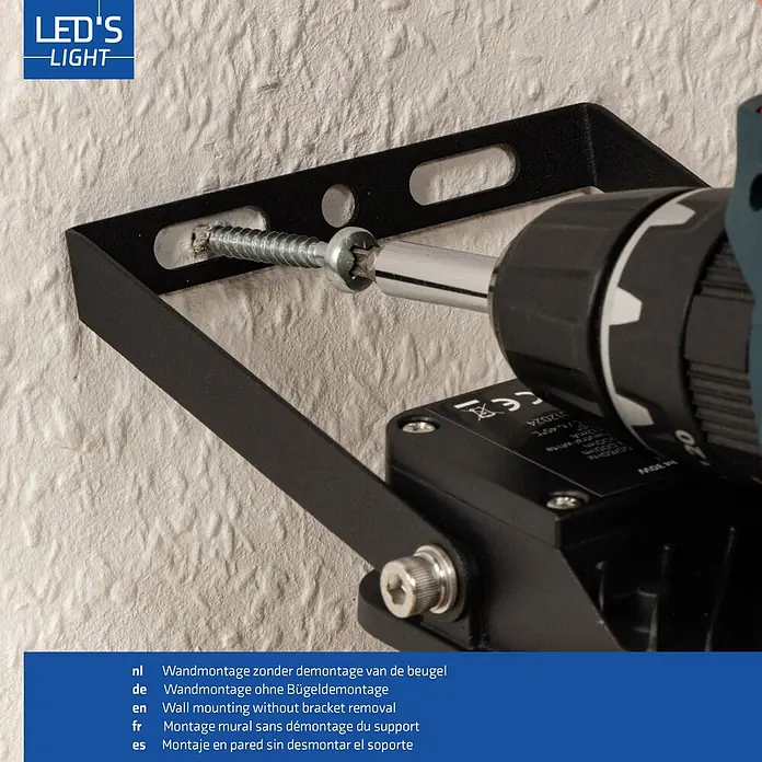 LED's work LED-Außenwandleuchte - 50 W, 3,7 x 17,9 x 19,9 cm, Schwarz, IP65 - Schwarze LED-Lichthalterung wird direkt an die Wand geschraubt, Montage ohne Halterungsentfernung.