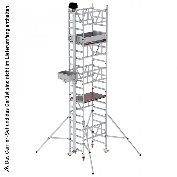 Altrex Rollgerüst Shuttle Basisset mit Winde 3,20m Plattformhöhe 5,20m Arbeitshöhe (kein Ge (Arbeitshöhe: 5.200 m, Belastbarkeit Plattform: 30 kg) -  - Hohes, mobiles Aluminiumgerüst mit Plattformen, Auslegern und Behältern.