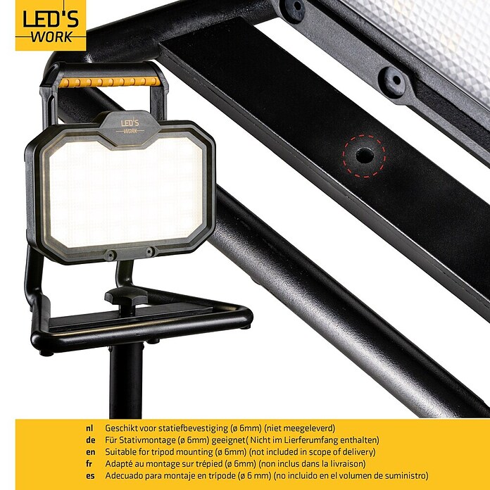 LED's work LED baterijski reflektor  (Do x Š x V: 17,5 x 23,6 x 25,3 cm, 2.000 lm, Barva svetlobe: Nevtralno bela, Deluje na baterijo, IP54) | 3099 - Baustrahler | CAKC - Mobiles Arbeitslicht | CAK - Technisches Licht | CA - Beleuchtung | C - Elektro | BAUHAUS