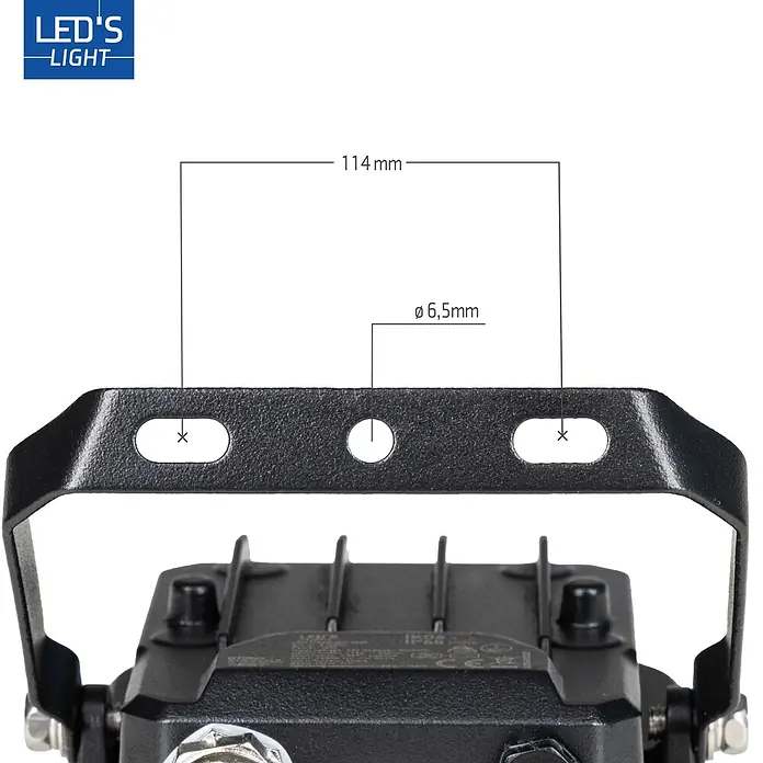 LED's work LED-Sensor-Außenwandleuchte - 50 W, L x B x H: 5,7 x 17,9 x 17,9 cm, Schwarz, Neutralweiß - Schwarze LED-Leuchten-Montagehalterung, 114mm breit, mit 6,5mm Lochdurchmesser.