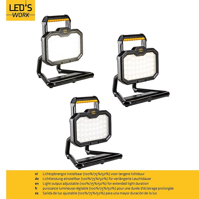 LED's work LED baterijski reflektor  (Do x Š x V: 17,5 x 23,6 x 25,3 cm, 2.000 lm, Barva svetlobe: Nevtralno bela, Deluje na baterijo, IP54) | 3099 - Baustrahler | CAKC - Mobiles Arbeitslicht | CAK - Technisches Licht | CA - Beleuchtung | C - Elektro | BAUHAUS