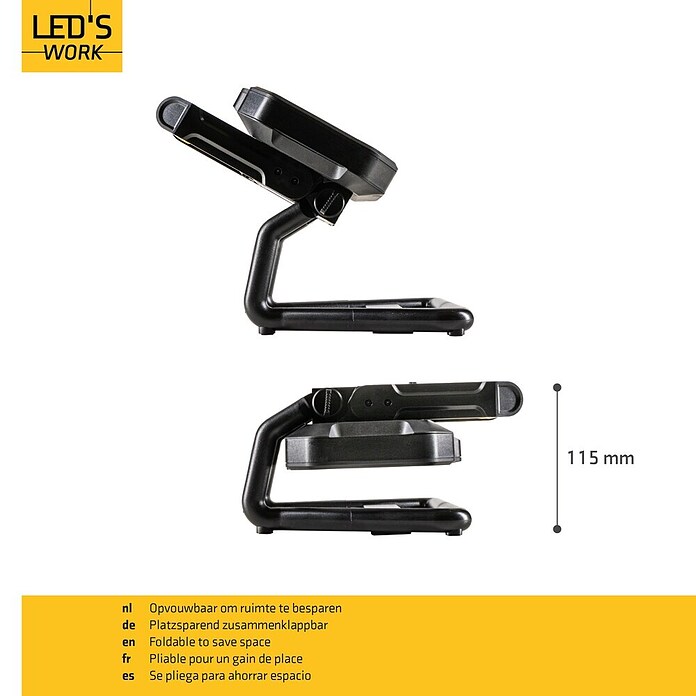 LED's work LED baterijski reflektor  (Do x Š x V: 17,5 x 23,6 x 25,3 cm, 2.000 lm, Barva svetlobe: Nevtralno bela, Deluje na baterijo, IP54) | 3099 - Baustrahler | CAKC - Mobiles Arbeitslicht | CAK - Technisches Licht | CA - Beleuchtung | C - Elektro | BAUHAUS