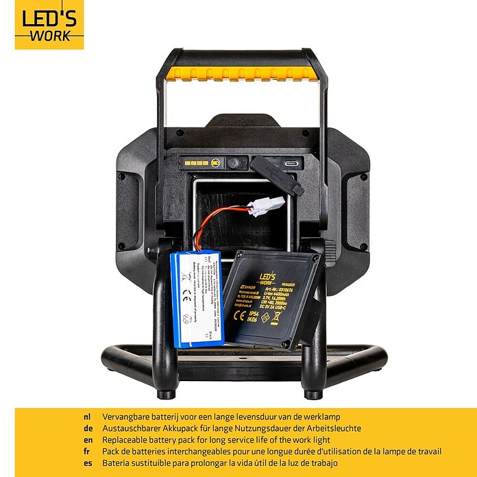 LED's work LED baterijski reflektor  (Do x Š x V: 17,5 x 23,6 x 25,3 cm, 2.000 lm, Barva svetlobe: Nevtralno bela, Deluje na baterijo, IP54) | 3099 - Baustrahler | CAKC - Mobiles Arbeitslicht | CAK - Technisches Licht | CA - Beleuchtung | C - Elektro | BAUHAUS