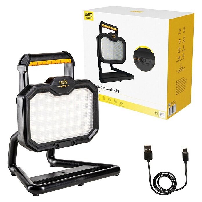 LED's work LED baterijski reflektor  (Do x Š x V: 17,5 x 23,6 x 25,3 cm, 2.000 lm, Barva svetlobe: Nevtralno bela, Deluje na baterijo, IP54) | 3099 - Baustrahler | CAKC - Mobiles Arbeitslicht | CAK - Technisches Licht | CA - Beleuchtung | C - Elektro | BAUHAUS