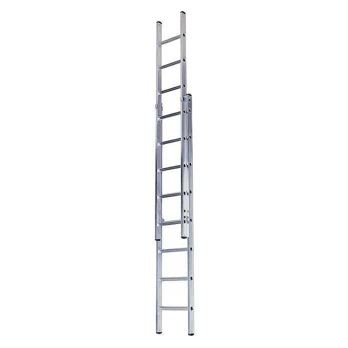 Iller Leiter Teleskopleiter Sprossen Schiebe 2x10 Sprossen - Anzahl Tritte: 10 Stk., Arbeitshöhe: 6.150 m, Aluminium - Ausziehbare zweiteilige Aluminiumleiter.