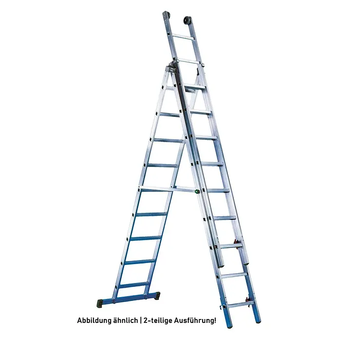 Facal Mehrzweckleiter Mehrzweckleiter DAMA 2-teilig 2x6 Sprossen - Anzahl Tritte: 6 Stk., Arbeitshöhe: 3.820 m, Aluminium - Silberne Aluminium-Zweiteilige Teleskopleiter als Stehleiter konfiguriert.
