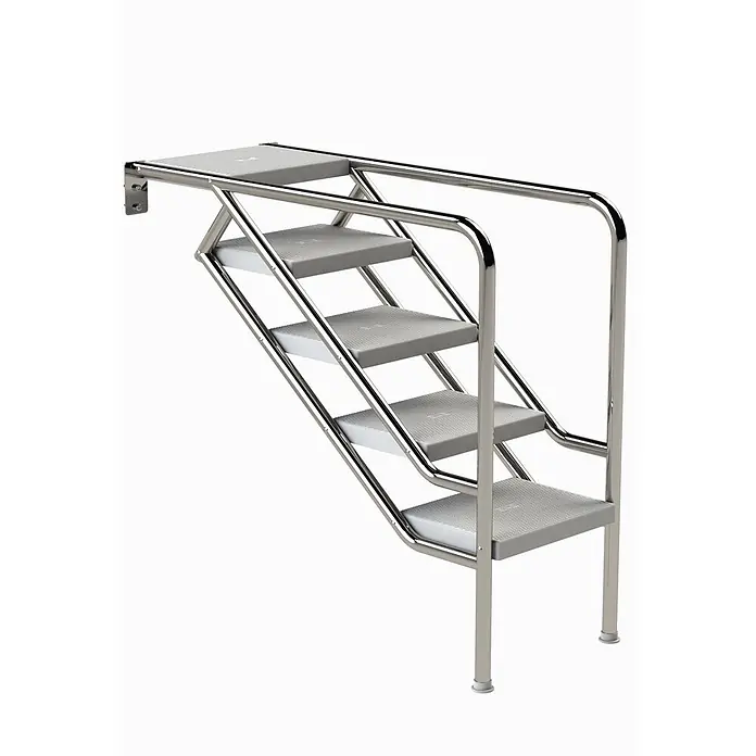 Ideal Eichenwald Mehrzweckleiter Pooltreppe Modell 08.3 Miami nur Unterteil Beckentiefe 1399mm 5 ABS-Stufen - Anzahl Tritte: 5 Stk., Belastbarkeit: 120 kg, Edelstahl - Edelstahlstufen mit integrierten Handläufen und grauen Antirutsch-Trittflächen.