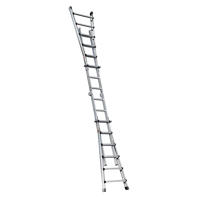 Euroline Mehrzweckleiter Premium 31601 Vario-Klappleiter 4x6 Sprossen - Anzahl Tritte: 6 Stk., Arbeitshöhe: 7.000 m, Aluminium - Verstellbare, silberfarbene Aluminium-Mehrzweckleiter mit mehreren Abschnitten für vielseitigen Einsatz.