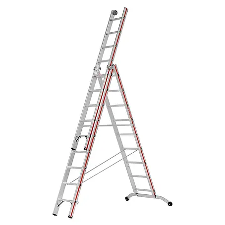 Hymer  Mehrzweckleiter Stufenmehrzweckleiter mit Wandlaufrollen 3x9 Sprossen/Stufen