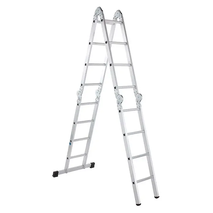 Zarges Mehrzweckleiter Vielzweckleiter Multitec M 2x3 + 2x4 Sprossen - Anzahl Tritte: 4 Stk., Arbeitshöhe: 5.000 m, Aluminium - Klappbare Aluminium-Mehrzweckleiter in A-Form mit flexiblen Gelenken.