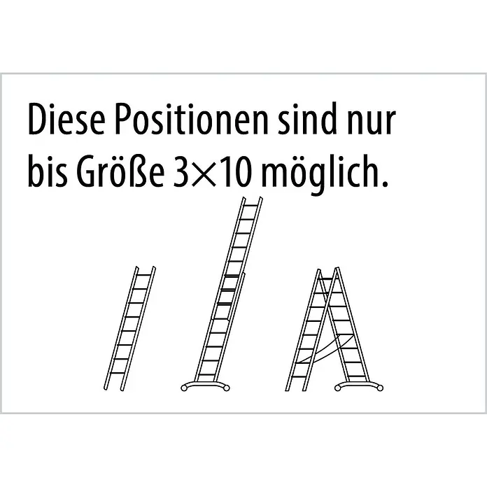 Hymer Mehrzweckleiter Mehrzweckleiter mit gebogener Traverse 3x6 Sprossen - Anzahl Tritte: 6 Stk., Arbeitshöhe: 5.000 m, Aluminium - Drei Leiterkonfigurationen: Anlege-, Schiebe- und Stehleiter. Diese Positionen sind nur bis Größe 3x10 möglich.