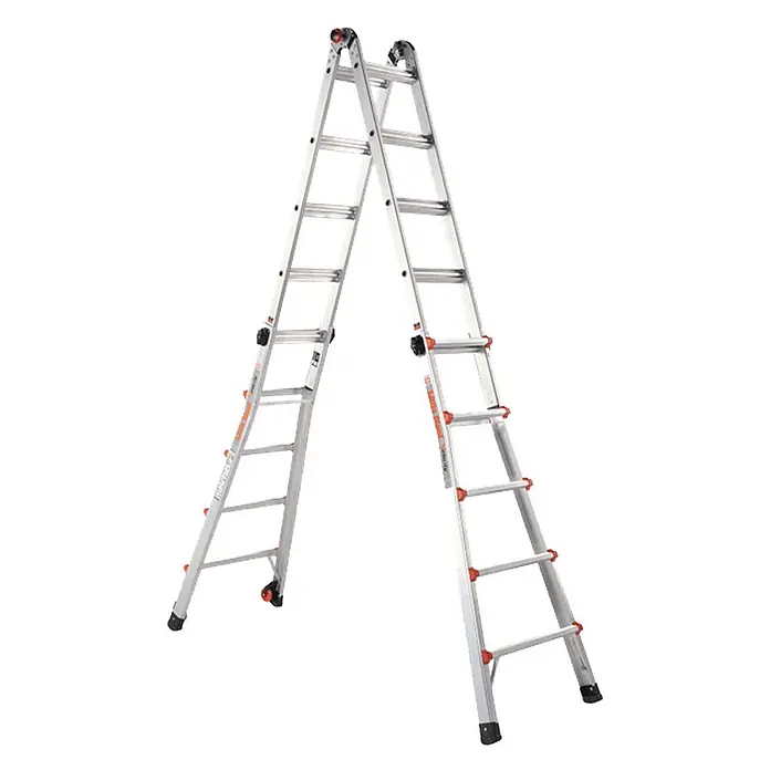 Altrex Mehrzweckleiter Vielzweckleiter Velocity Little Giant 4x6 Sprossen - Anzahl Tritte: 6 Stk., Arbeitshöhe: 7.680 m, Aluminium - Vielseitige Aluminium-Mehrzweckleiter in A-Form mit orangen Akzenten.