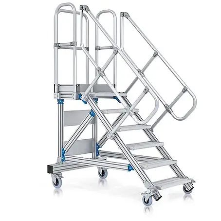 Zarges  Treppenpodest Plattformtreppe fahrbar 45° 800mm Stufenbreite 21 Stufen