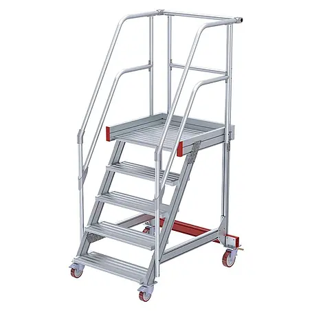 Euroline  Treppenpodest 513 Wartungsbühne 60° 800mm Stufenbreite 5 Stufen Alu gerieft
