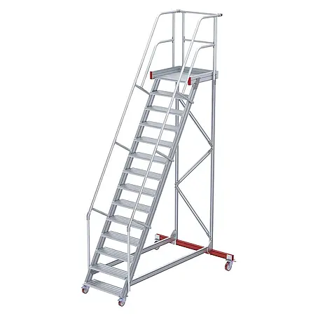 Euroline  Treppenpodest 513 Wartungsbühne 60° 1000mm Stufenbreite 14 Stufen Alu gerieft
