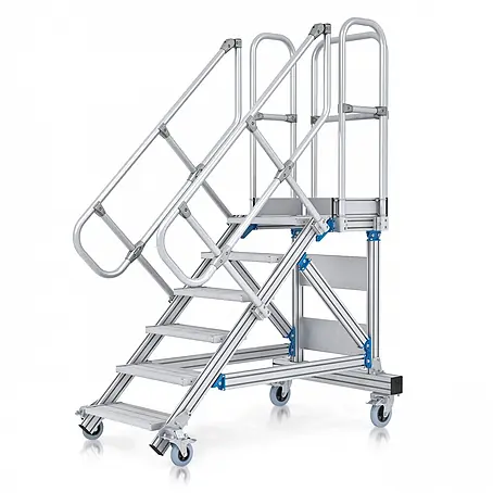 Zarges  Treppenpodest Plattformtreppe fahrbar 60° 600mm Stufenbreite 7 Stufen