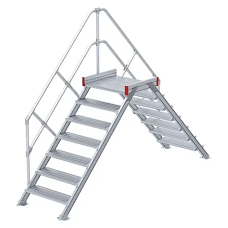 Euroline 512 Überstieg 45° 800mm Stufenbreite 2x7 Stufen Alu gerieft