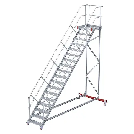 Euroline  Treppenpodest 513 Wartungsbühne 45° 1000mm Stufenbreite 18 Stufen Alu gerieft