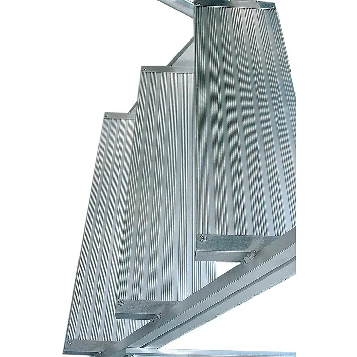 Munk Treppenpodest Podestleiter fahrbar Aluminium geriffelt 2x5 Stufen - Anzahl Tritte: 5 Stk., Arbeitshöhe: 3.200 m, Aluminium - Aluminiumtreppe mit gerippten, rutschfesten Trittflächen für sicheren und langlebigen Zugang.