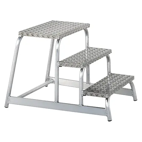 Iller Leiter  Arbeitsplattform Maschinentritt aus rutschfestem Aluminium Riffelblech 4 Stufen