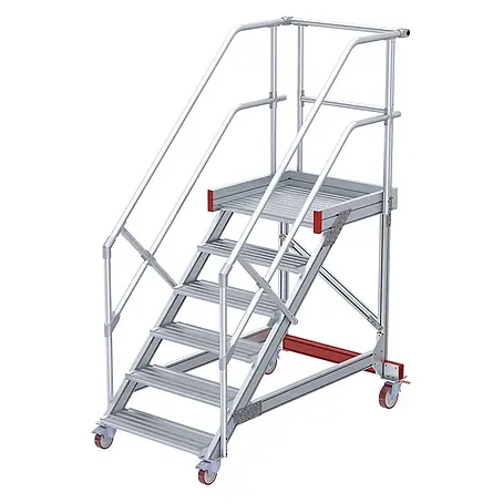 Euroline  Treppenpodest 513 Wartungsbühne 45° 1000mm Stufenbreite 6 Stufen Alu gerieft