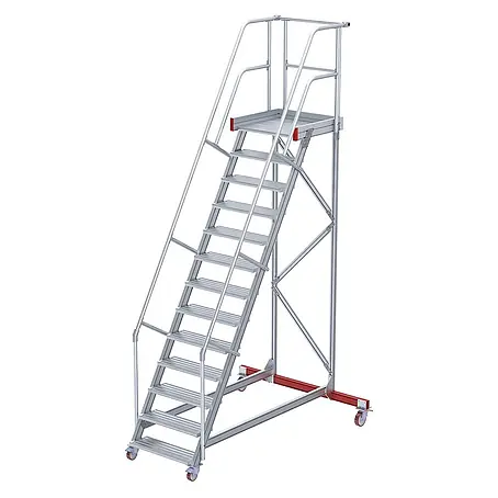 Euroline  Treppenpodest 513 Wartungsbühne 60° 1000mm Stufenbreite 13 Stufen Alu gerieft