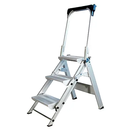 Iller Leiter  Klapptritt Sicherheitstreppe Stufentritt klappbar mit 4 stabilen Aluminium Stufen mit