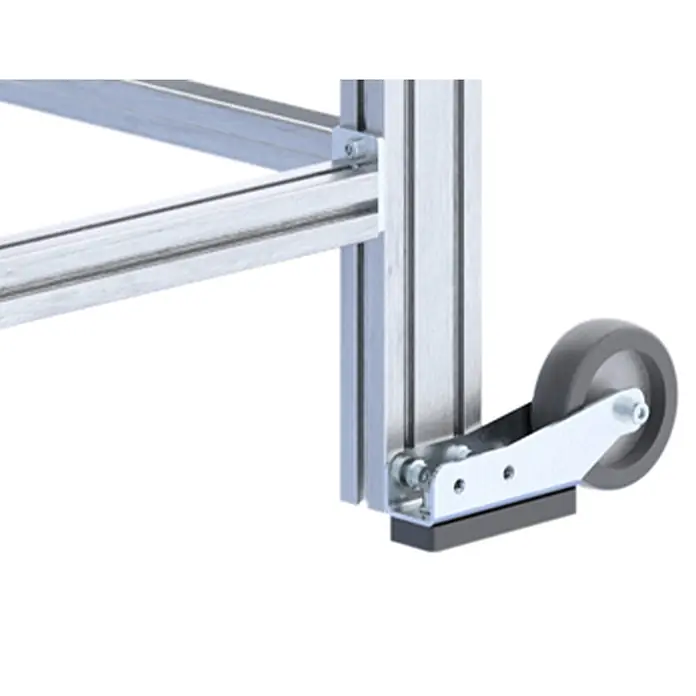 Hymer Klapptritt Treppenpodest mit großflächiger Plattform und 2 Rollen 0,8m Stufenbreite - Anzahl Tritte: 4 Stk., Arbeitshöhe: 2.800 m, Belastbarkeit: 300 kg - Aluminiumprofilrahmen mit dunkelgrauem Rad und schwarzem Fuß, für mobile Konstruktionen.