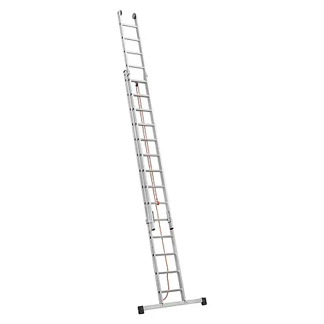 Iller Leiter  Seilzugleiter Schiebe in Industriequalität mit Seilzug und Traverse 2x18 Sprossen