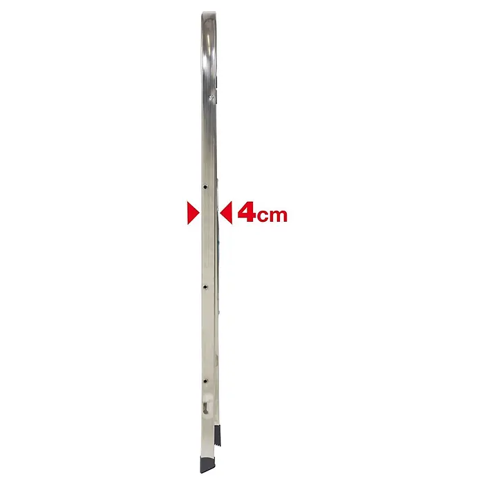 Facal Klapptritt Klapptritt Joker Pro Serie 100 mit 3 Stahl-Stufen - Anzahl Tritte: 3 Stk., Arbeitshöhe: 2.500 m, Aluminium - Silbernes Aluminium-Leiterseitenprofil, das eine Breite von 4 cm zeigt.