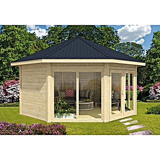 Alpholz Gartenpavillon Rügen (Außenmaß inkl. Dachüberstand (B x T): 519 x 519 cm, Holz, Naturbelassen)