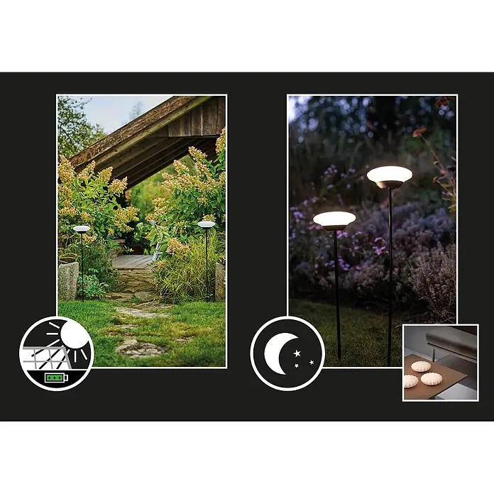 Lumix Solarleuchte Sunny - Lichtfarbe: RGB, Höhe: 100 cm, Sunny - Solar-Gartenleuchten laden tagsüber und beleuchten nachts einen Gartenweg.