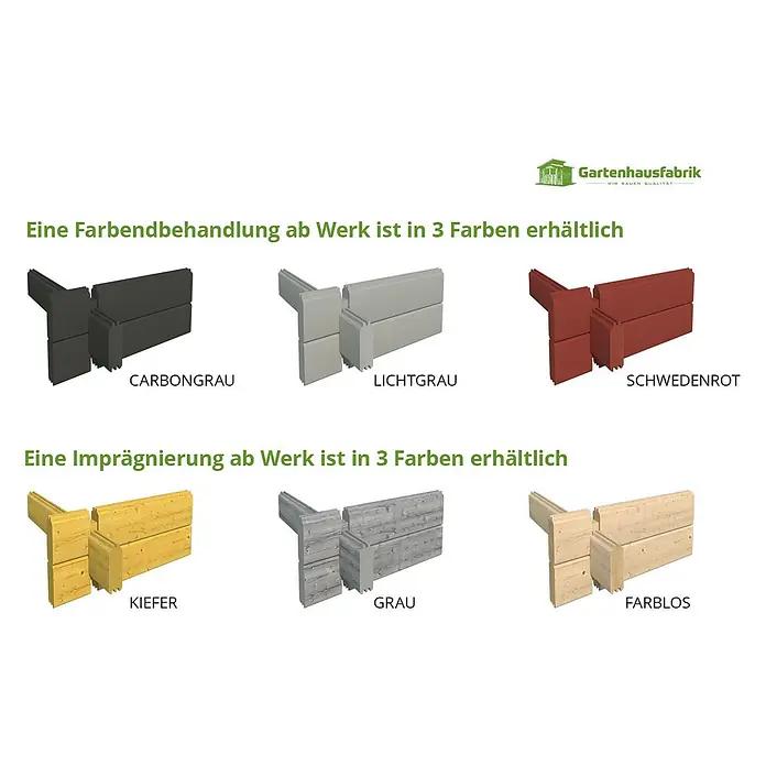 Fjordholz Gartenhaus - Außenmaß inkl. Dachüberstand (B x T): 820 x 415 cm, Holz, Naturbelassen - Gartenhaus-Holz in sechs Ausführungen: lackiert in Carbongrau, Lichtgrau oder Schwedenrot, und imprägniert in Kiefer, Grau oder Farblos.