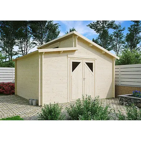 Fjordholz  Gartenhaus Varianta 44 F Moderne-Tür (Milchglas) Farbbehandlung Carbongrau