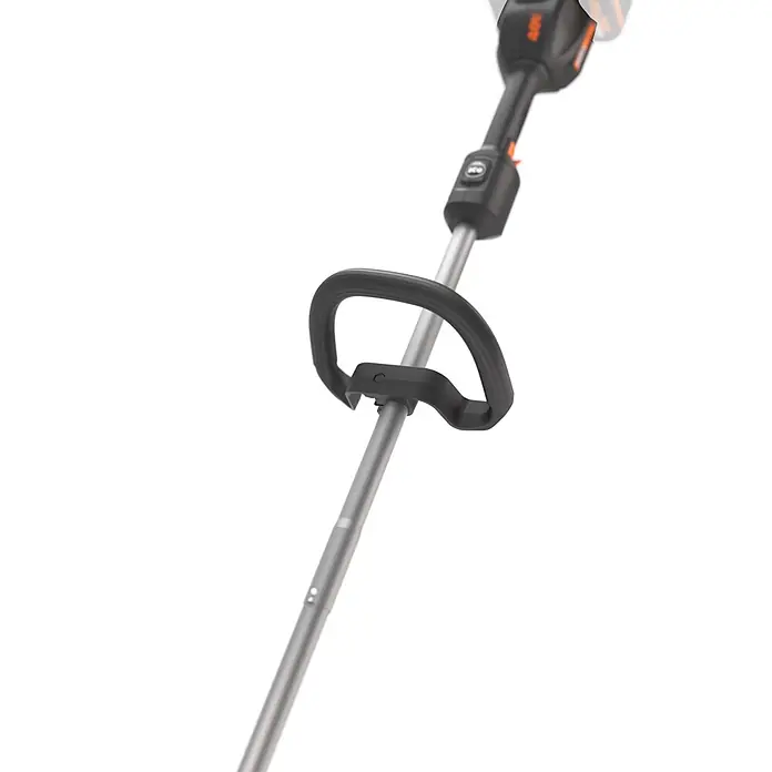 Worx PowerShare 20V Akku-Rasentrimmer WG185E.9 - 40 V, Ohne Akku, Schnittbreite Faden: 38 cm - Akku-Rasentrimmer mit schwarzem Griff und silbernem Schaft.
