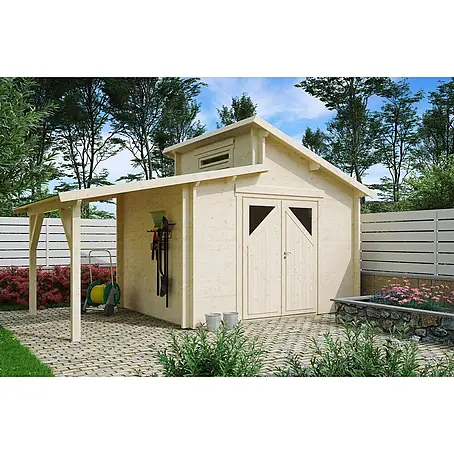 Fjordholz  Gartenhaus Varianta 44 C +SD Moderne-Tür (Milchglas)