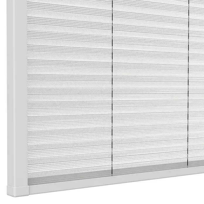 Easy Life Insektenschutz-Dachfensterplissee - B x H: 130 x 160 cm, Montage Insektengitter: Schrauben - Detailaufnahme eines Insektenschutzplissees mit weißem Rahmen, das sich durch feine Maschen und eine saubere Verarbeitung auszeichnet.