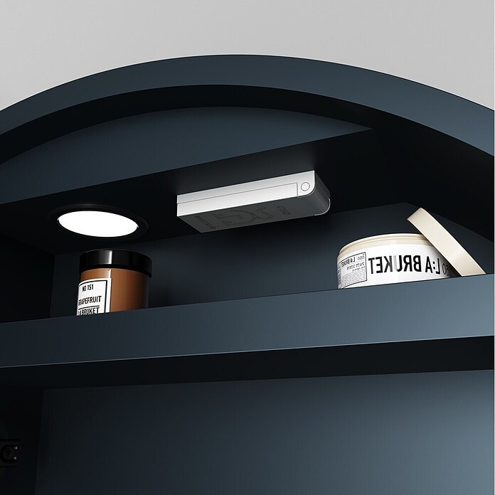 Disbain Armario con espejo LED Mali (Diámetro: 60 cm, Aluminio, Antracita) | BAUHAUS