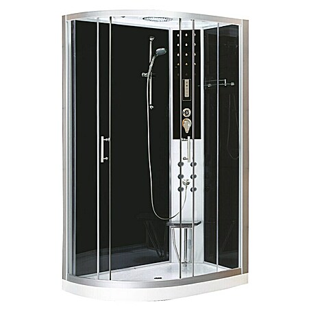 Sanotechnik Komplettdusche Vario (Rechts, 80 x 120 x 215 cm, Schwarz/Silbergrau)