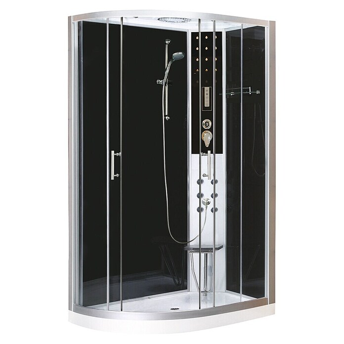 Sanotechnik Quickline Komplettdusche Vario (Rechts, 80 x 120 x 215 cm, Schwarz/Silbergrau)